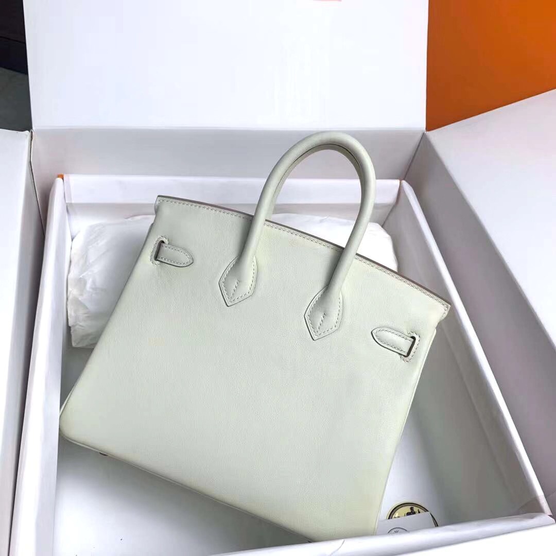 Hermes Birkin 25CM Swift Leather Handbag White 